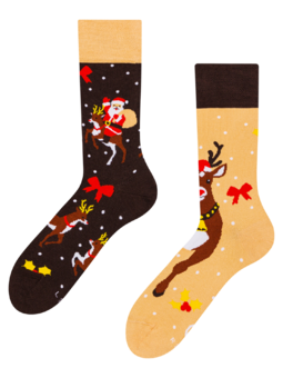 Chaussettes rigolotes Renne et Père Noël